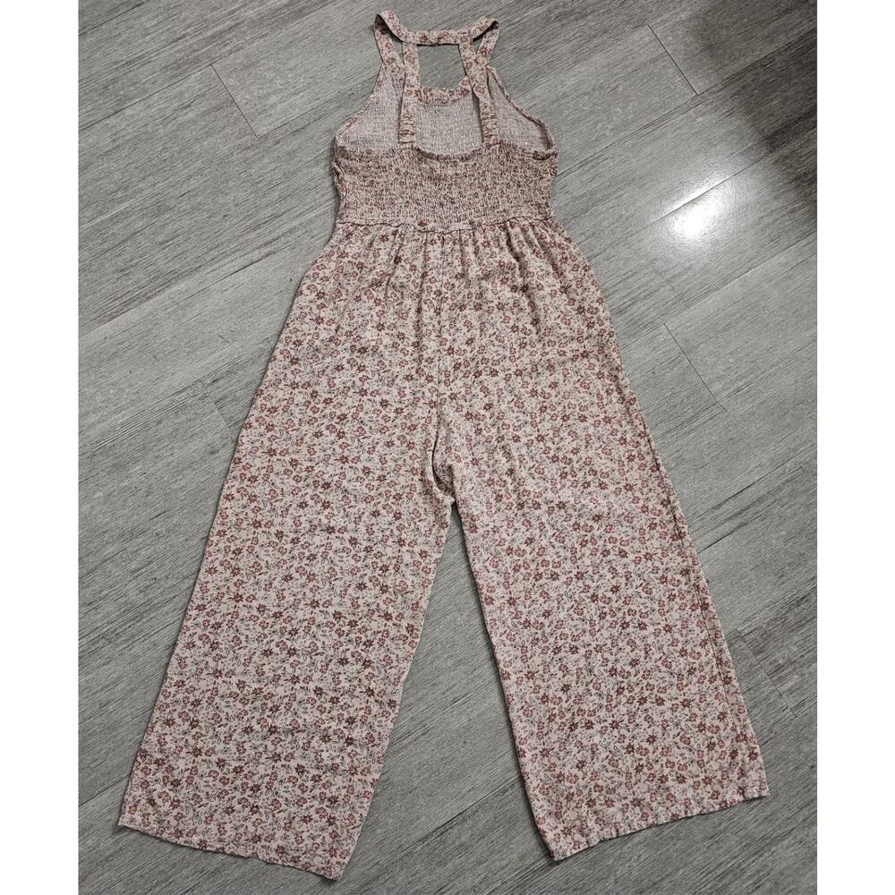 Jessica Simpson Women’s Floral Wide Leg Jumpsuit Pink Boho Sleeveless Size L